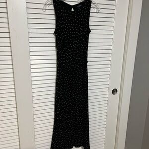 Ann Taylor Black Polka Dot Maxi Dress with Matching Belt.